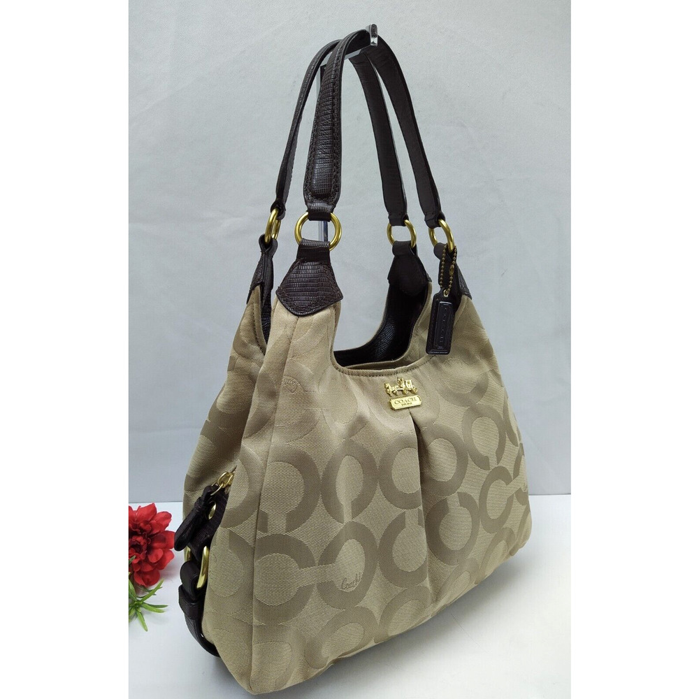 Coach Maggie Madison Signature Brown Canvas Leather 3 Compartments Shoulder Bag - Picture 3 of 15